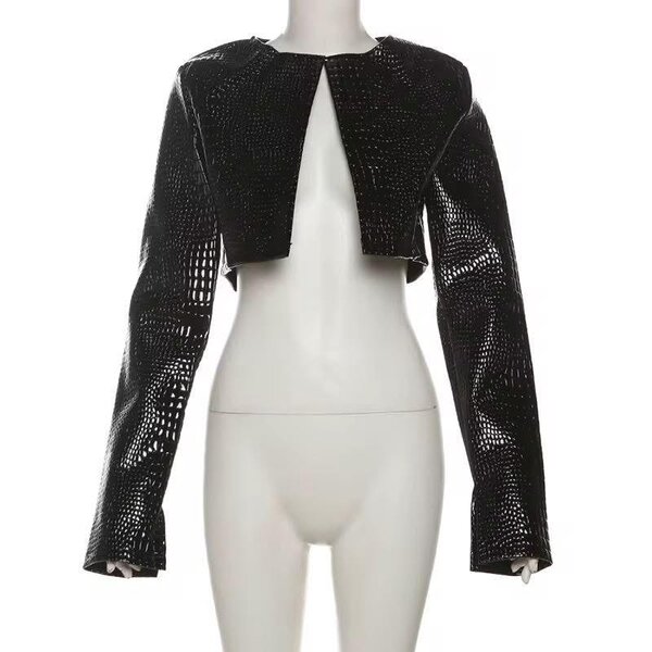 Veste courte en simili-crocodile