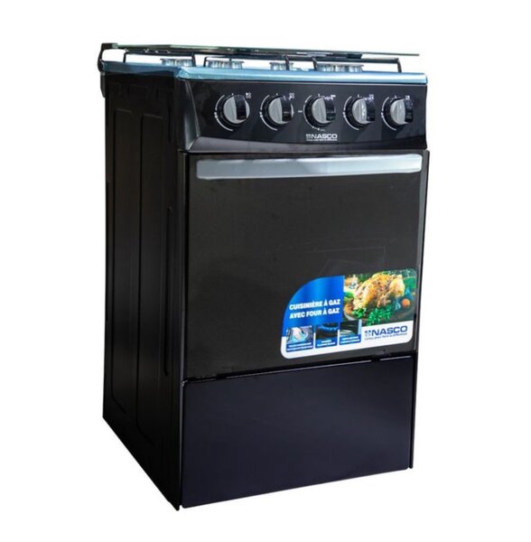 NASGC-50X50B-CTZ 4-Burner Gas Cooker-Oven-Glass Top-Black