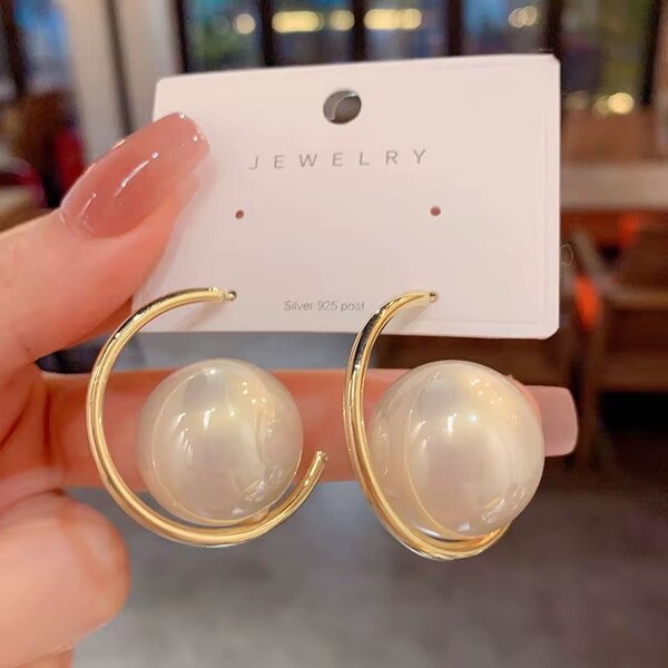 Elegant Pearl Hoop Earrings