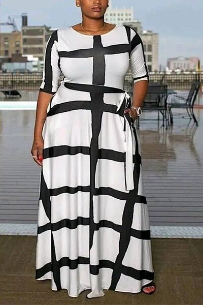 Robe Caftan Élégante à Rayures