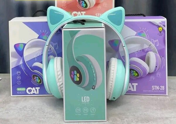 Casque sans fil oreilles chat LED