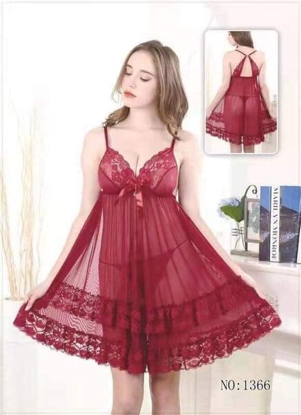Nuisette transparente (couleur - bordeaux)