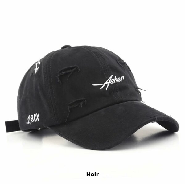 Casquette de baseball en coton avec broderie, réglable, noir