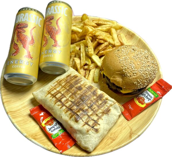 Menu Double  Burger +  Tacos