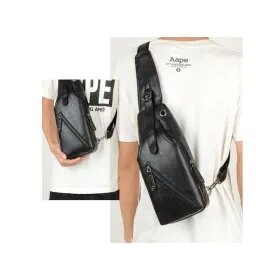 Homme Sac à Dos Porté Travers Sac à Bandoulière Sacs à Main De Poitrine Etanche Sport Ceinture Portefeuille 3 En 1