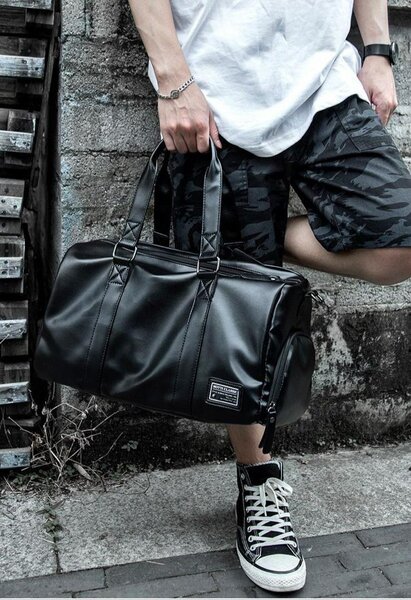 Leather duffel bags