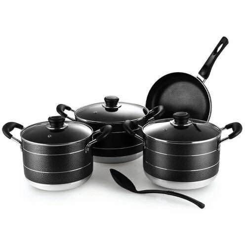4 Non-Stick Cookware Set With Frying Pan - Black