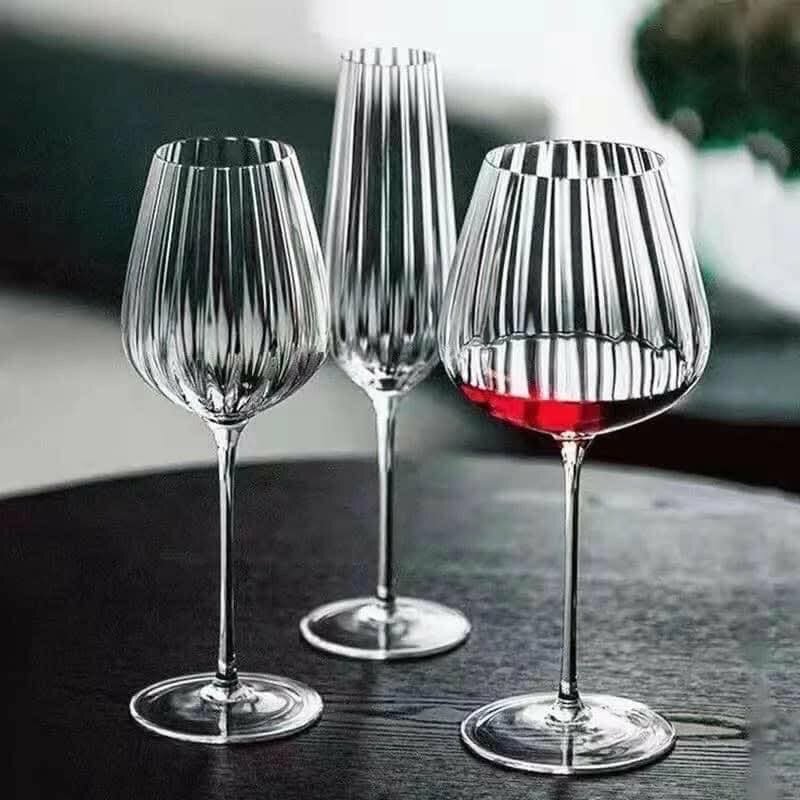 6 verres à rayures en Crystal