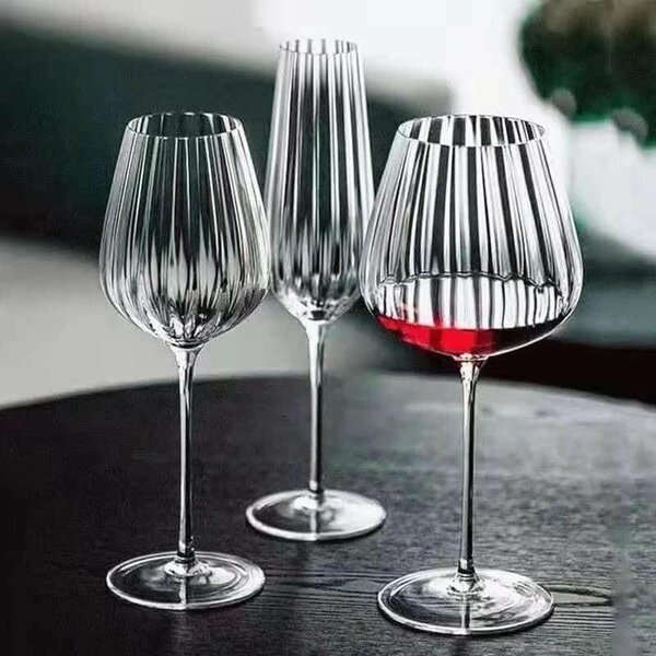 6 verres à rayures en Crystal