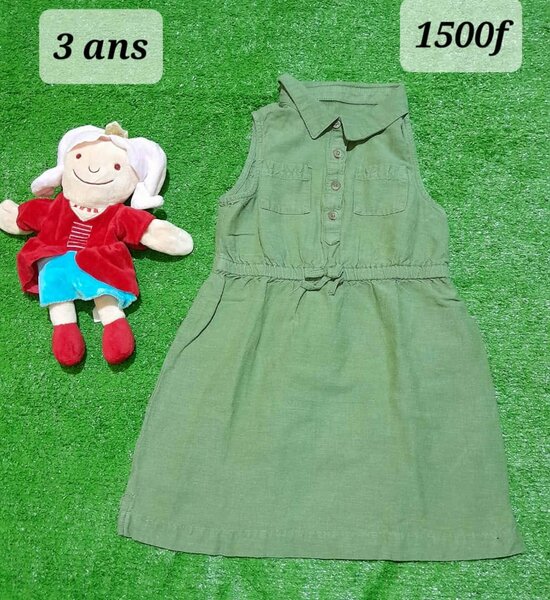 Robe pour fille, coton, 3 ans, verte