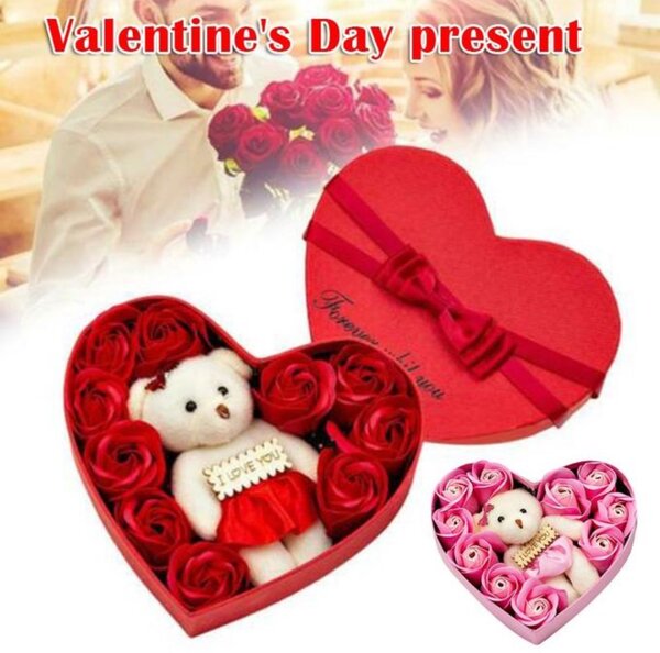 Christmas Valentine's Day Gift 10 Soap Flower Rose Gift Box