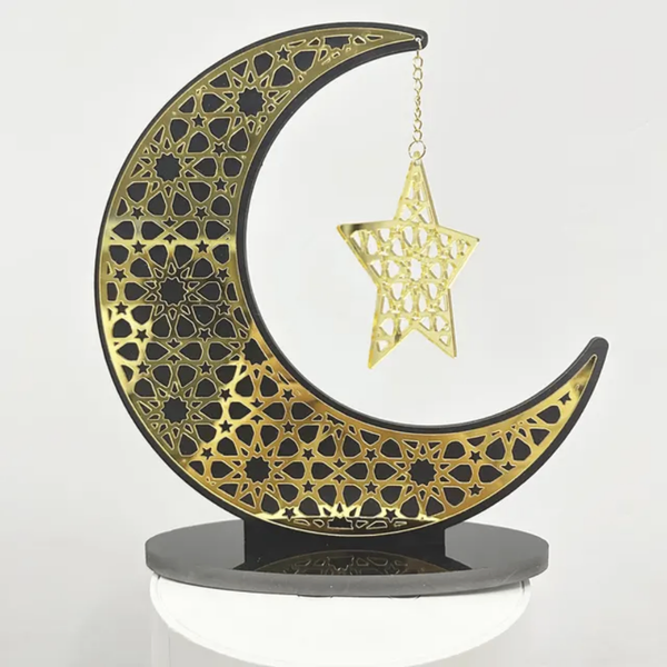 Décoration Lune et Étoile Dorée