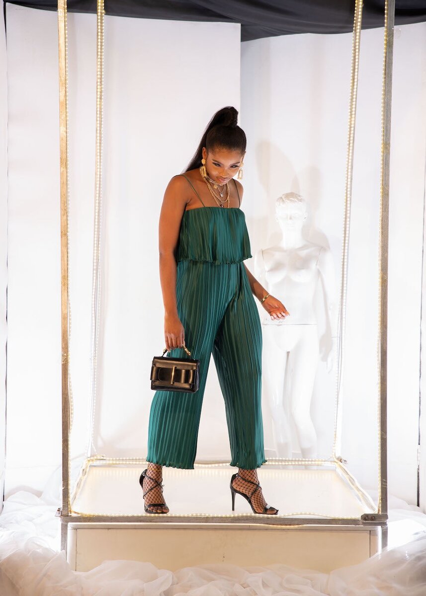 Printed green jamsuit
