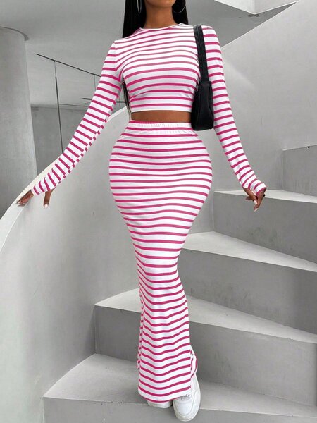 Ensemble rayé chic femme