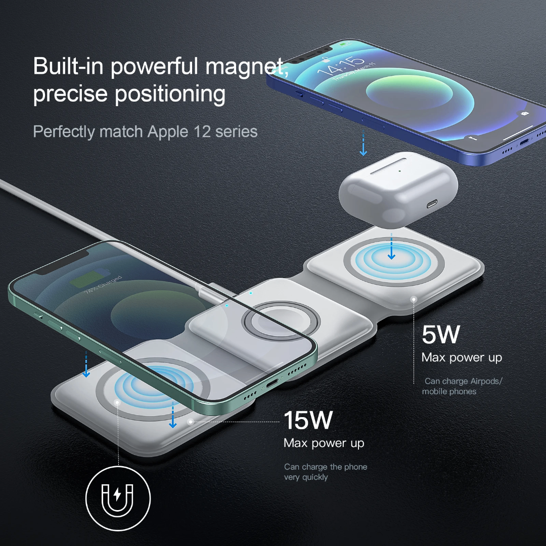Chargeur 3-en-1 Magnétique Sans Fil