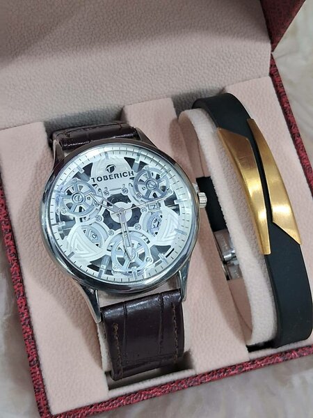 Montre homme en cuir et bracelet