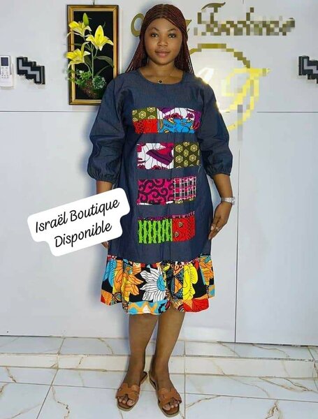 Robe Jean avec motif pagne