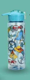 Good Vibes Lifestyle Reusable Plastic Water Bottle with Flip Top Straw Lid and Loop Handle
