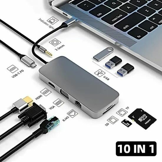 Adaptateur USB-C 10-en-1