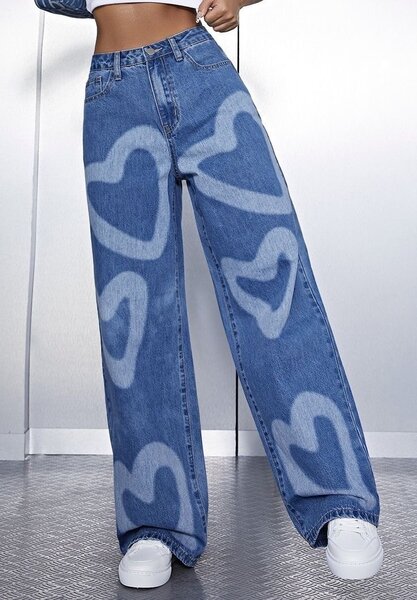 Jeans larges imprimés tendance
