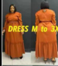 Robe femme à manches longues jusqu'au sol avec boutons orange