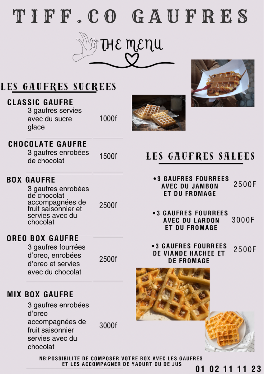 Menu de Gaufres Tiff.Co