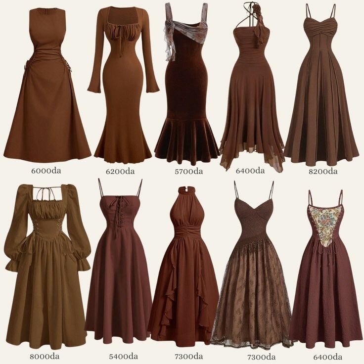 Élégante robe longue marron