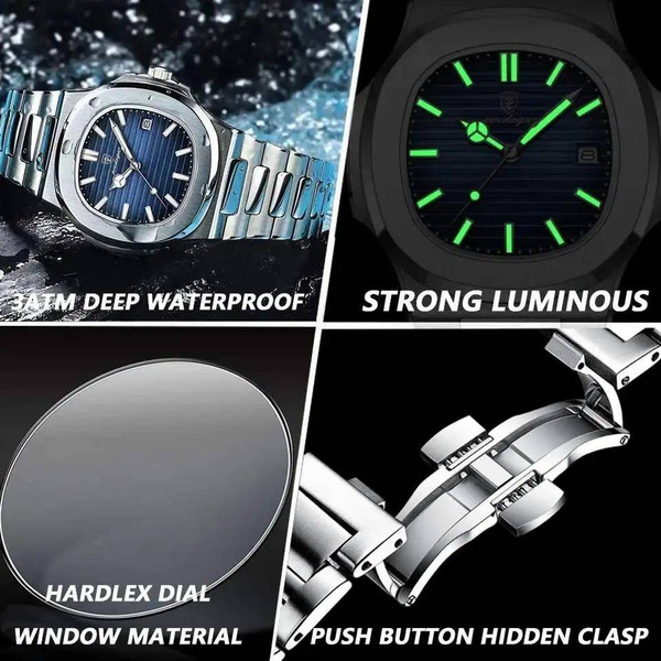 silver blue watch
