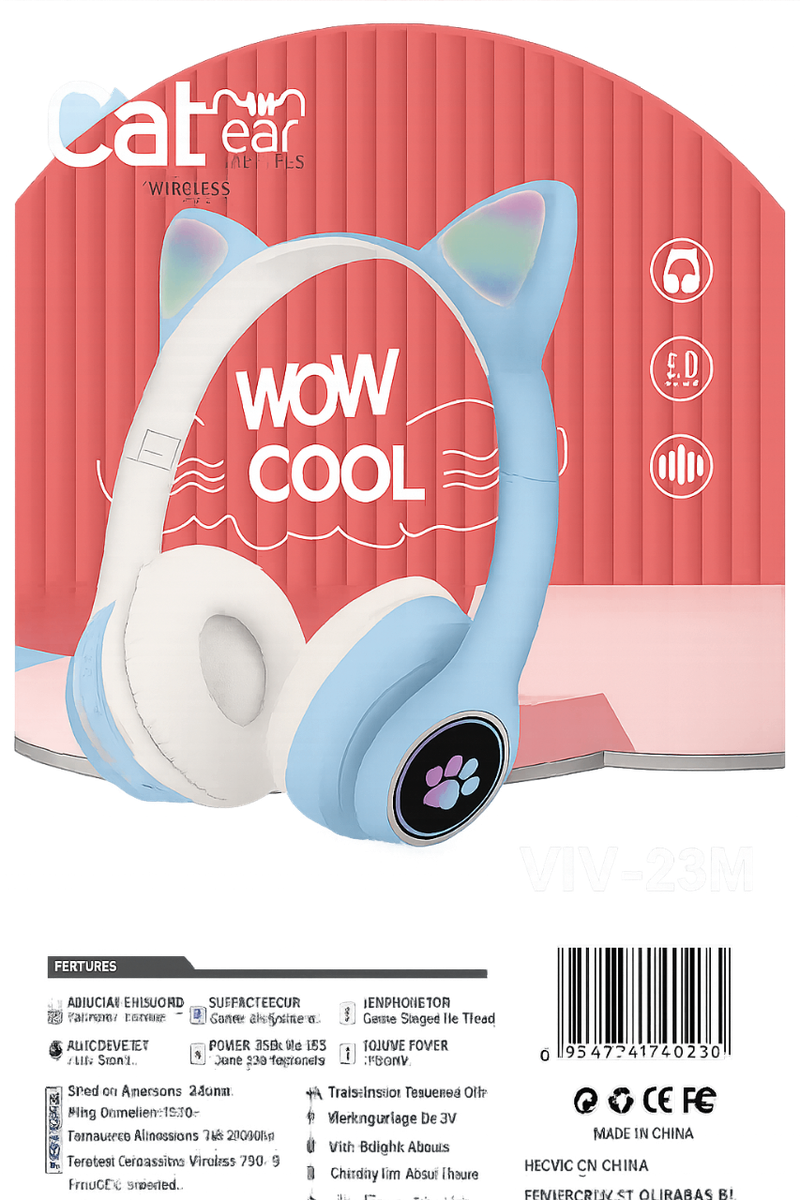 Casque sans fil oreilles de chat
