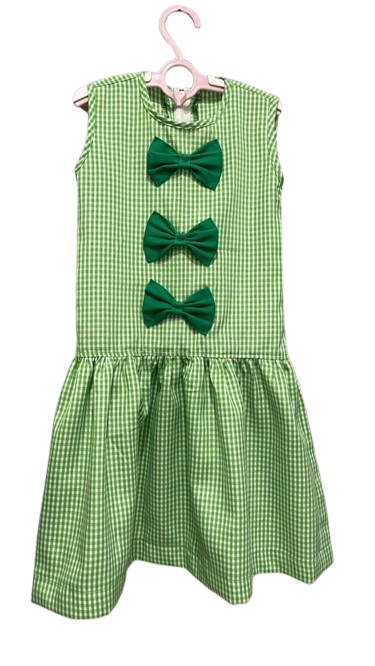 Green Gingham Girls Dress