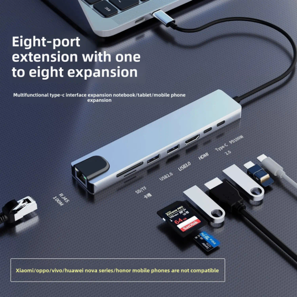 Adaptateur multi-port USB 8en1