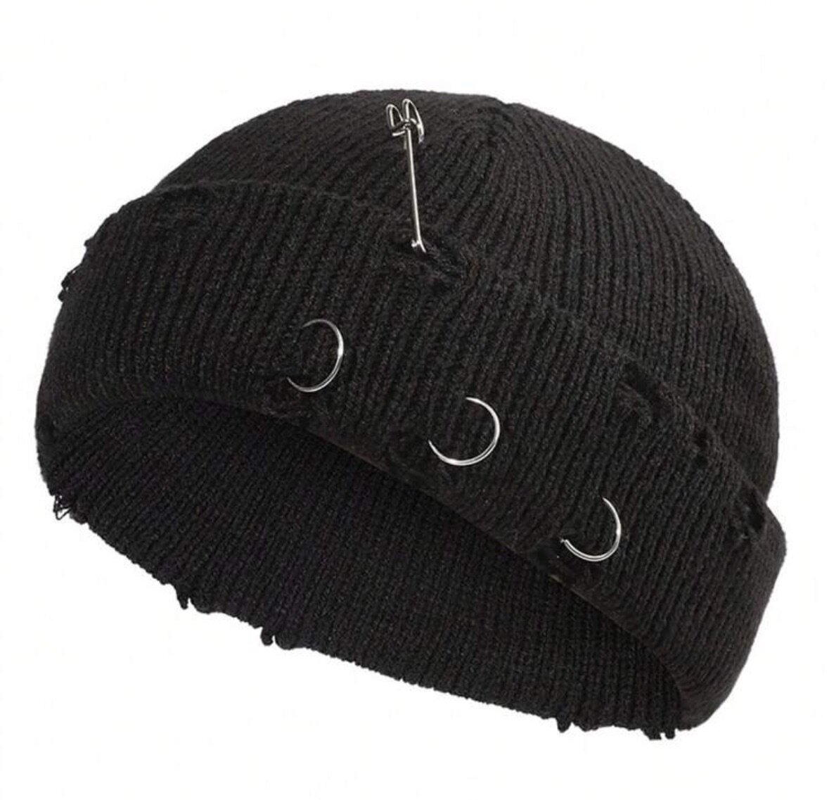 Bonnet tricoté avec anneaux