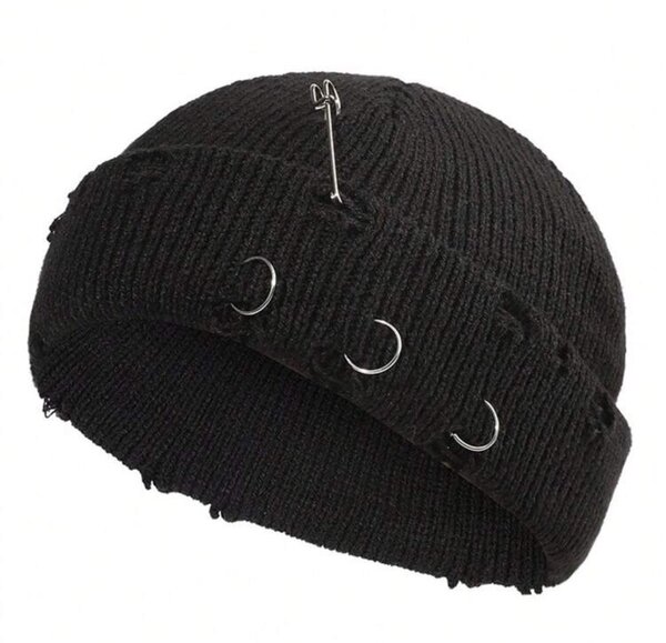 Bonnet tricoté avec anneaux