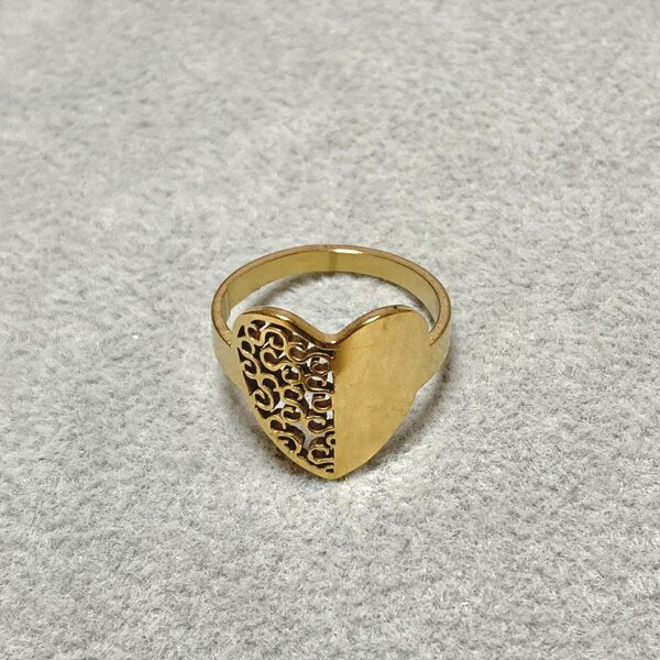 Bague cœur dorée ajourée