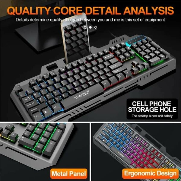Clavier de jeu filaire rétro-éclairé à 104 touche avec sos f