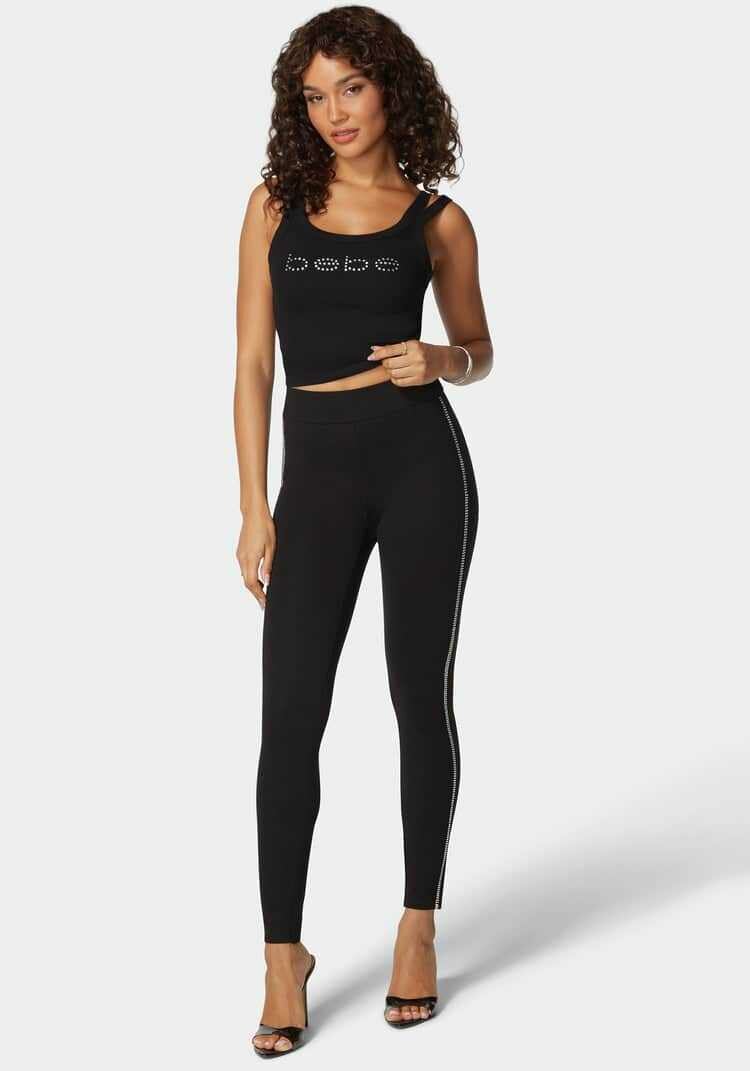 Nine West High Waist Rhinestone Ponte Pant