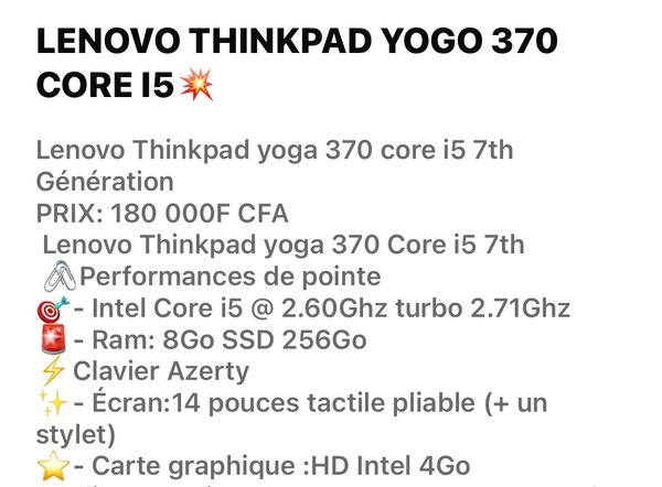 ThinkPad Yoga 370 i5 7ème Gen
