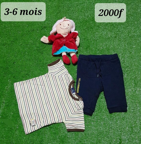 Ensemble pour garçon T-shirt + short, 3-6 mois