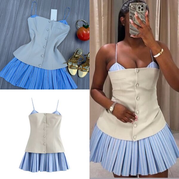 robe courte à bretelles