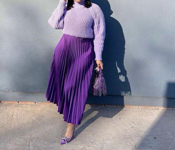 Satin pleated skirt