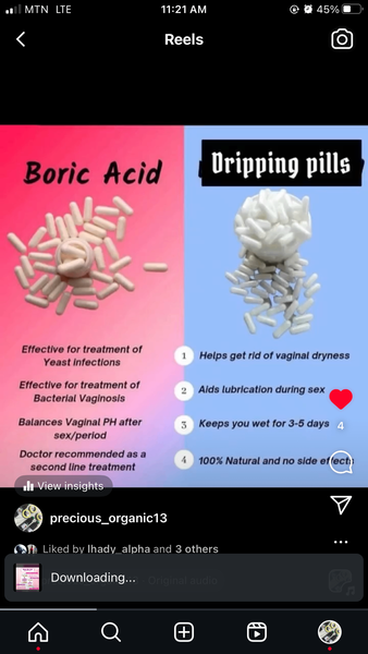 Boric acid and. Dripping caps