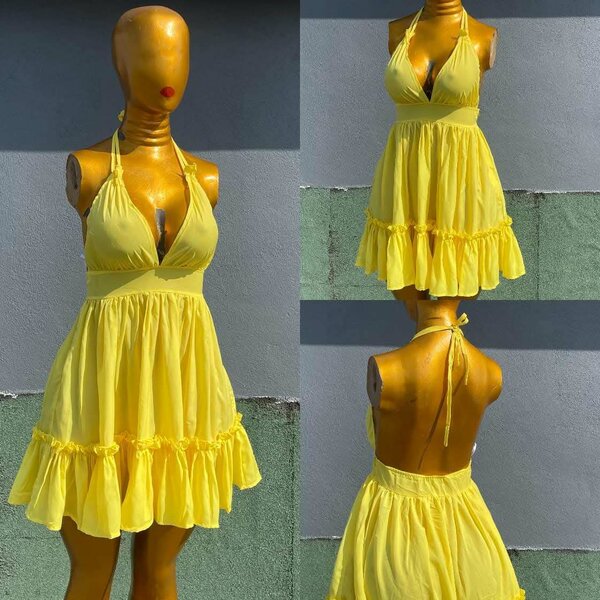 Robe d'été jaune élégante
