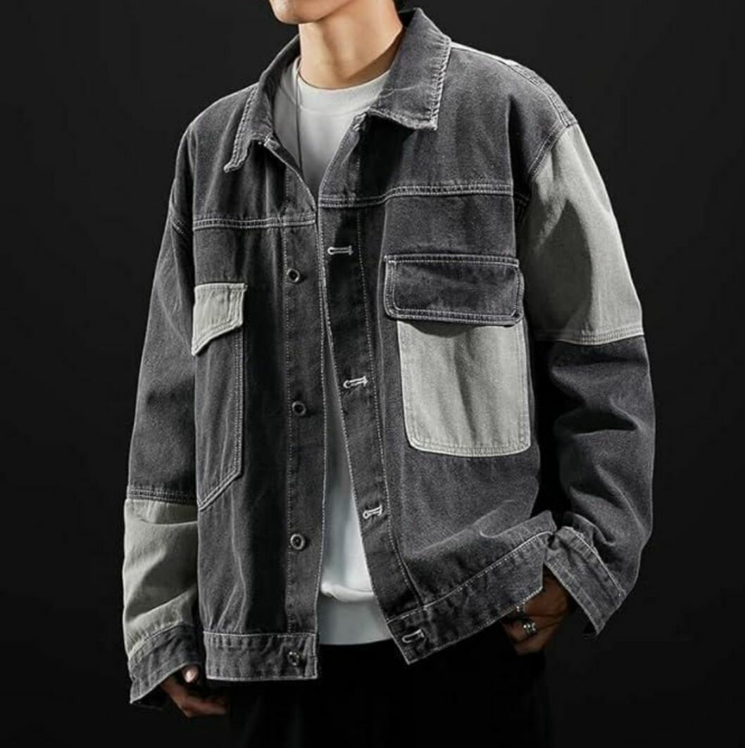 Veste en jean bicolore homme