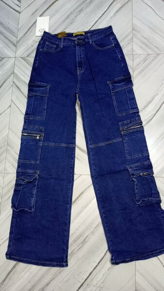 Denim cargo pants