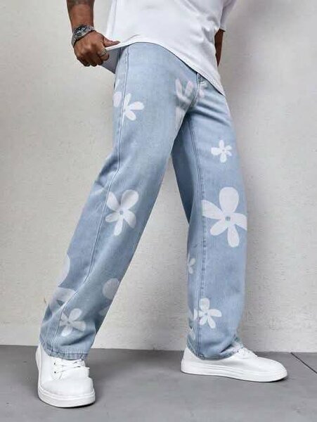 Jeans baggy à imprimés tendance