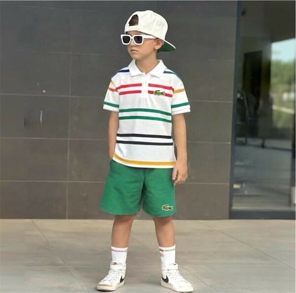 Polo rayé enfant multicolore