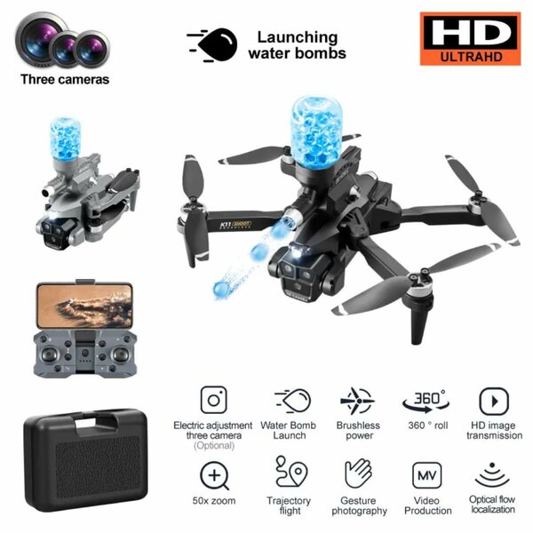 Drone avec flux optique, triple caméra, moteur sans balais,