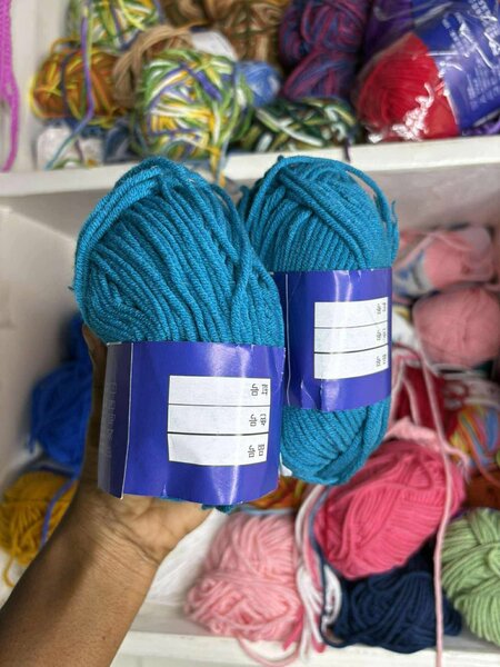 Laine coton bleu