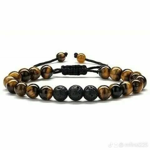 Bracelet œil de Tigre + pierre de lave