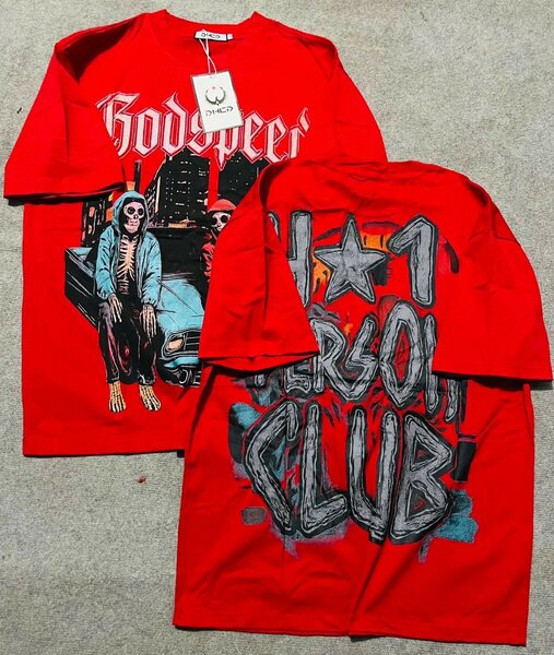 T-shirt rouge imprimé vintage